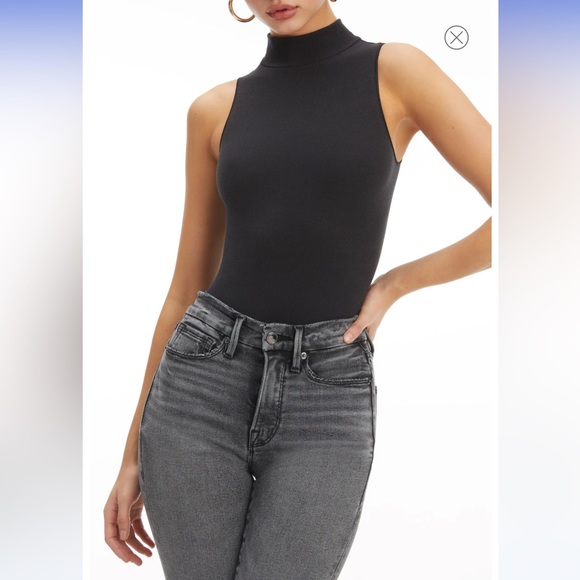 Good American Mock Neck Seamless Bodysuit. Size 3/4. Tan and black - Picture 2 of 7
